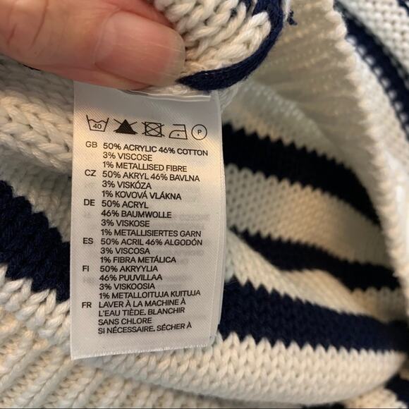 H&M Sweater Striped White and Blue Nautical Preppy Spring Trendy Size S - Picture 13 of 16